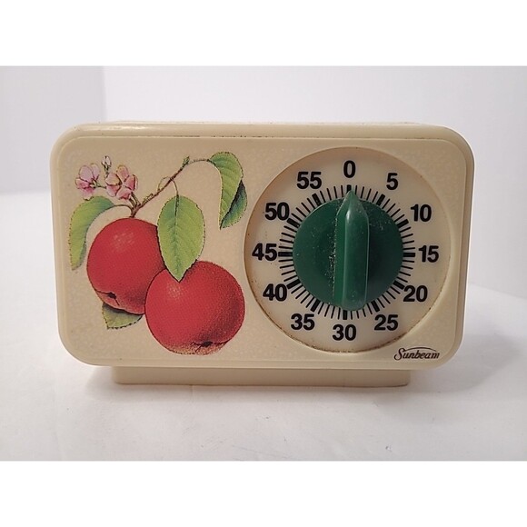 Vintage Sunbeam Kitchen Timer Peaches 70s Retro Grandma Tested Working - Picture 1 of 8
